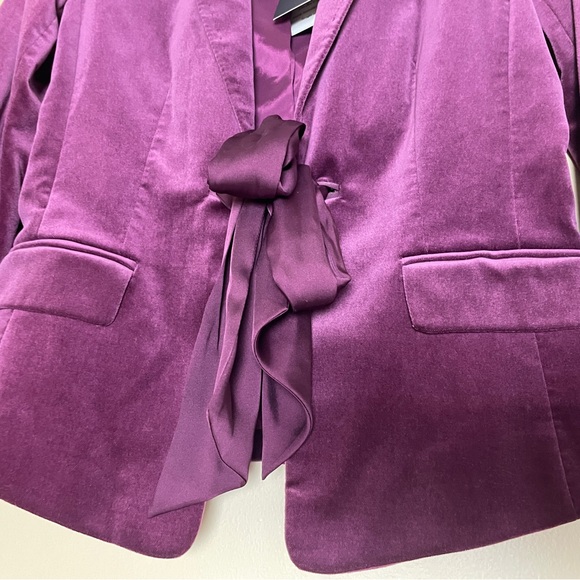 Ann Taylor Maroon Velvet Jacket Blazer Size 2 NWT Stretch Old Money Quiet Luxury - Picture 7 of 16